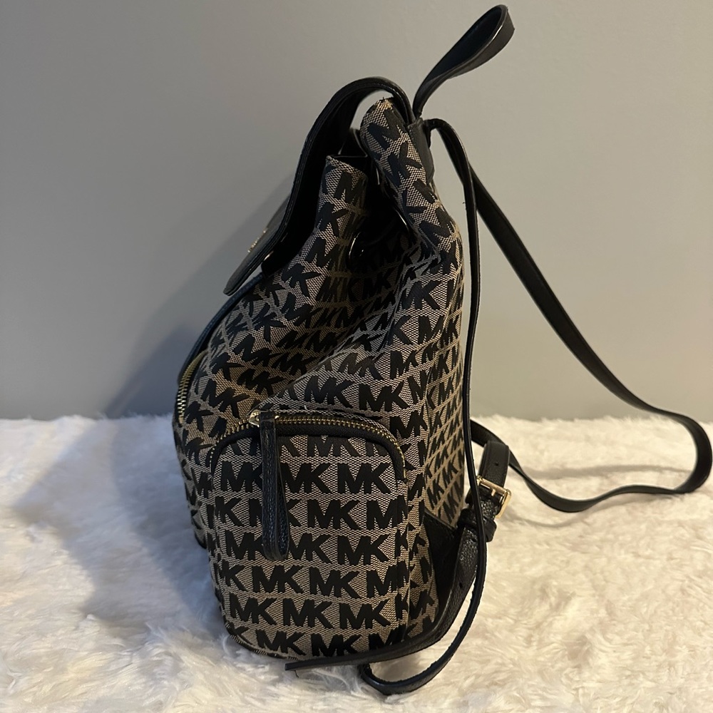 Michael Kors Black and Brown MK Logo Backpack - Picture 4 of 5